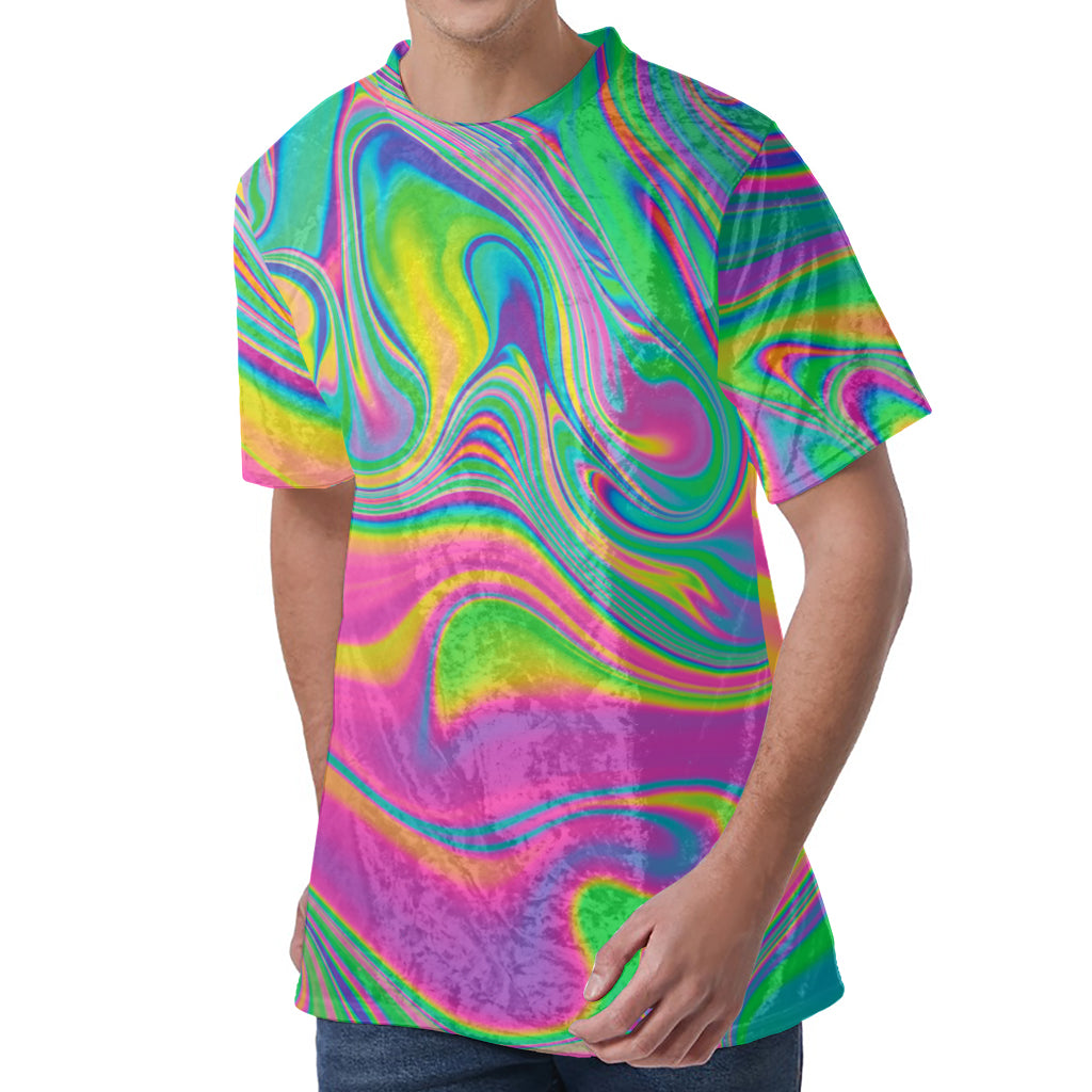 Psychedelic Soap Bubble Print Men's Velvet T-Shirt