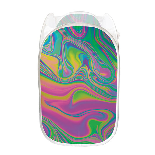 Psychedelic Soap Bubble Print Mesh Laundry Hamper