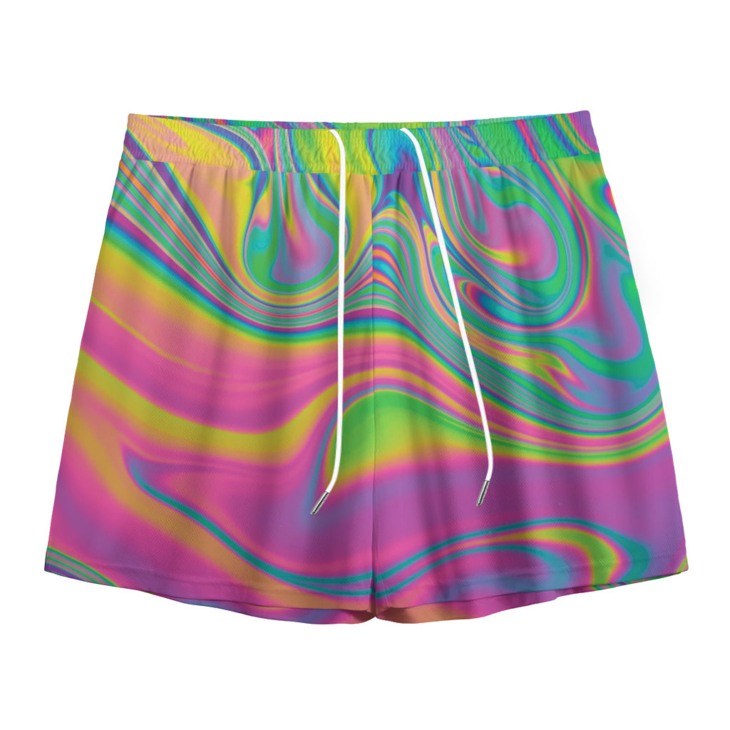 Psychedelic Soap Bubble Print Mesh Shorts