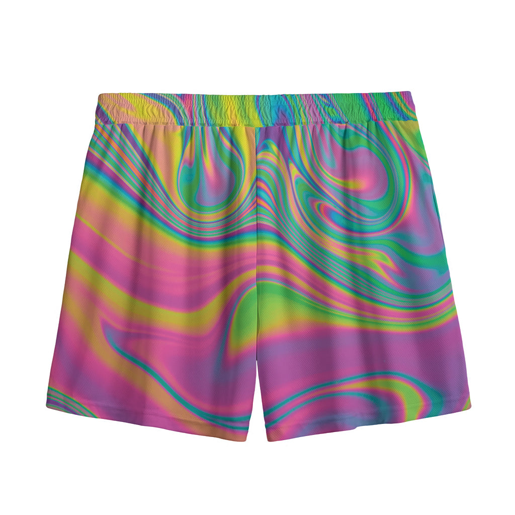 Psychedelic Soap Bubble Print Mesh Shorts