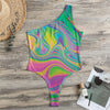 Psychedelic Soap Bubble Print One Shoulder Bodysuit