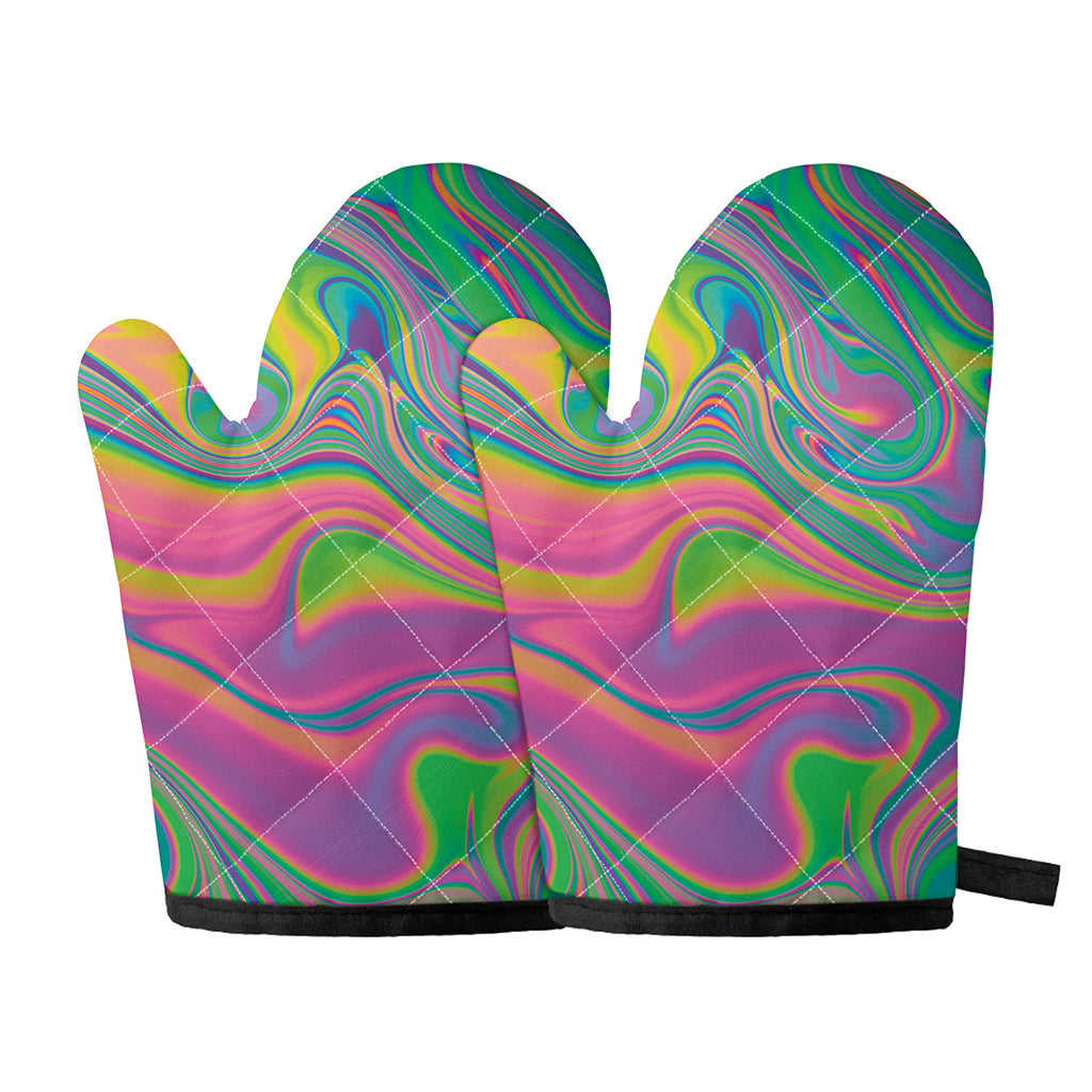 Psychedelic Soap Bubble Print Oven Mitts