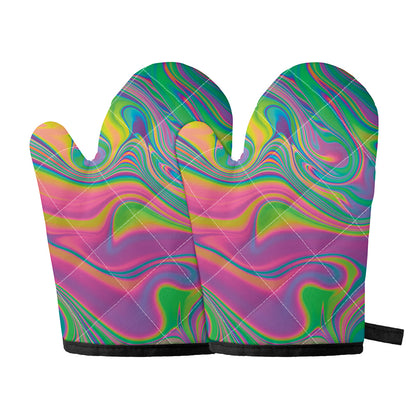Psychedelic Soap Bubble Print Oven Mitts