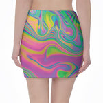 Psychedelic Soap Bubble Print Pencil Mini Skirt