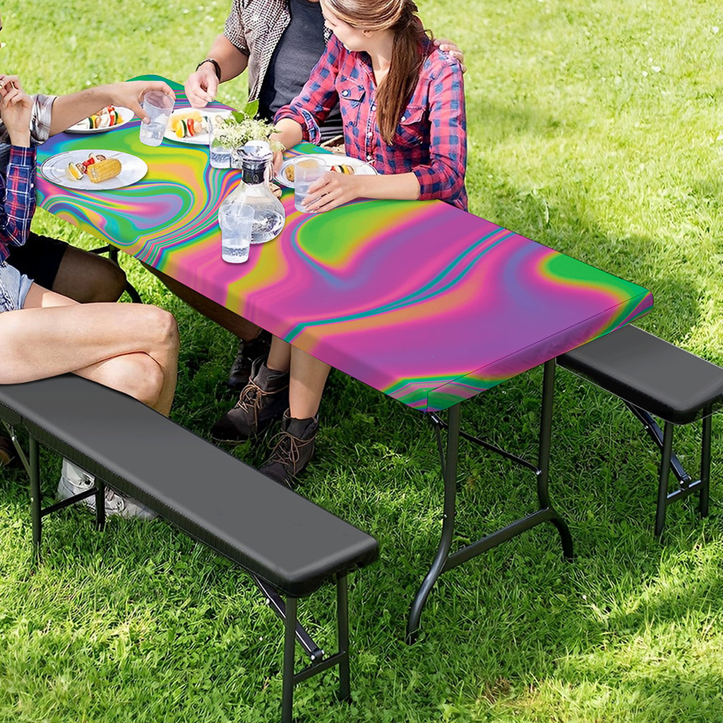 Psychedelic Soap Bubble Print Picnic Table Cover