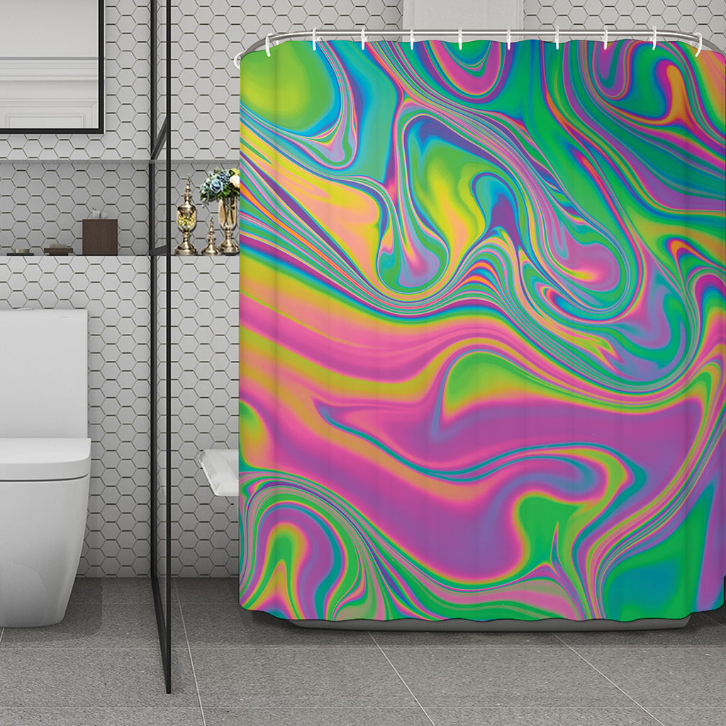 Psychedelic Soap Bubble Print Polyester Shower Curtain