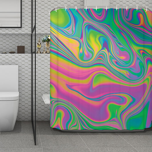 Psychedelic Soap Bubble Print Polyester Shower Curtain