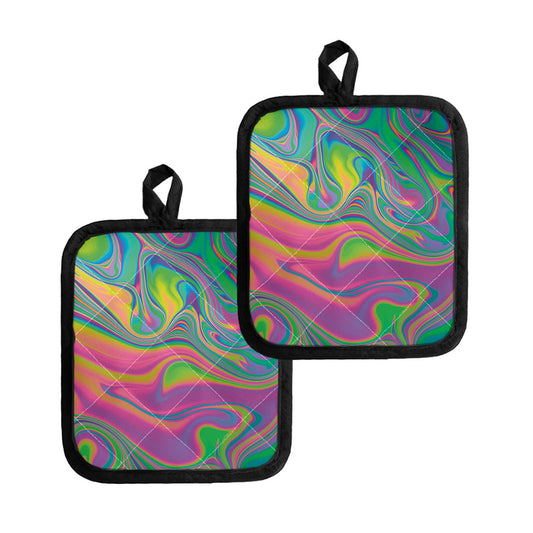 Psychedelic Soap Bubble Print Pot Holders