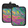 Psychedelic Soap Bubble Print Pot Holders With Pocket