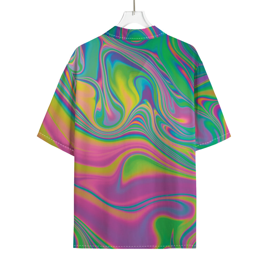 Psychedelic Soap Bubble Print Rayon Hawaiian Shirt