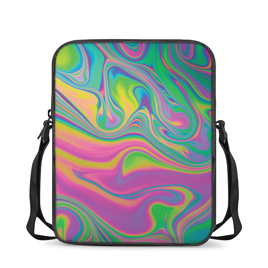 Psychedelic Soap Bubble Print Rectangular Crossbody Bag