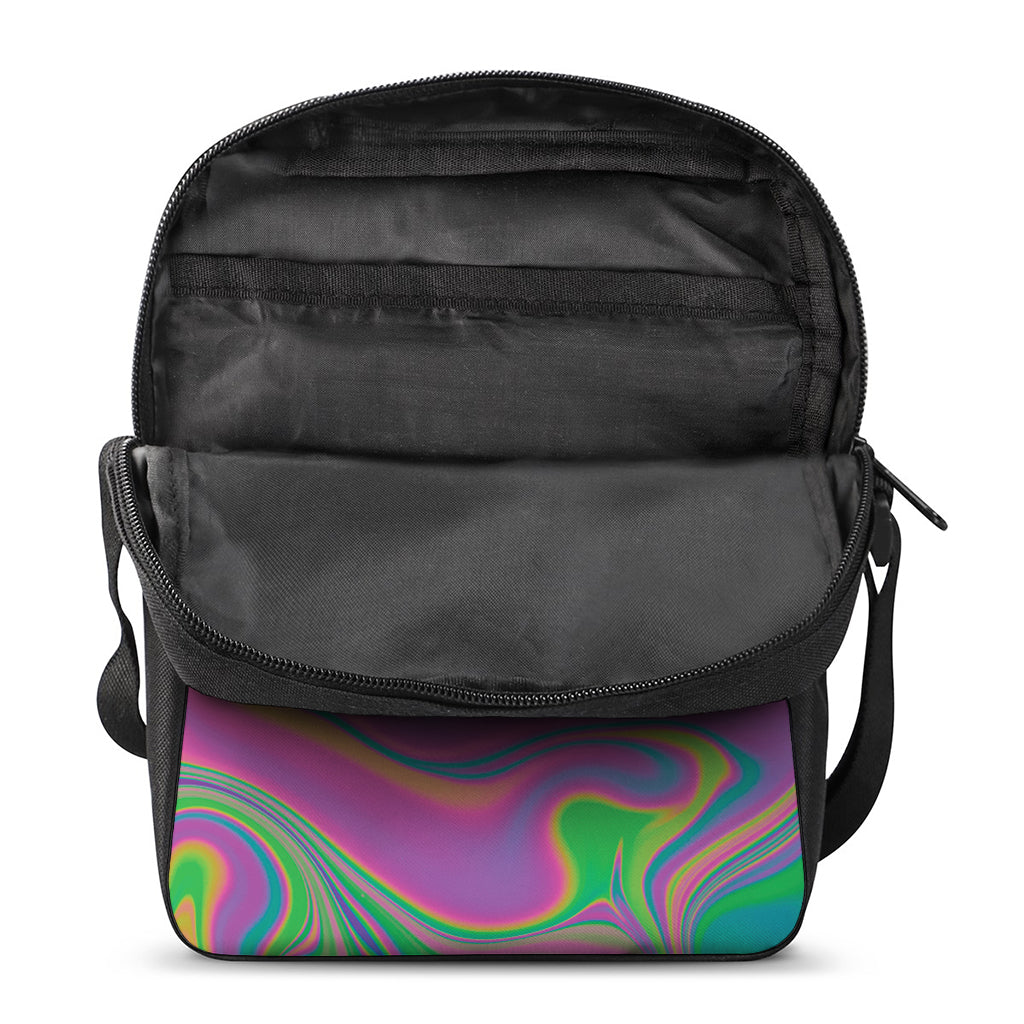 Psychedelic Soap Bubble Print Rectangular Crossbody Bag