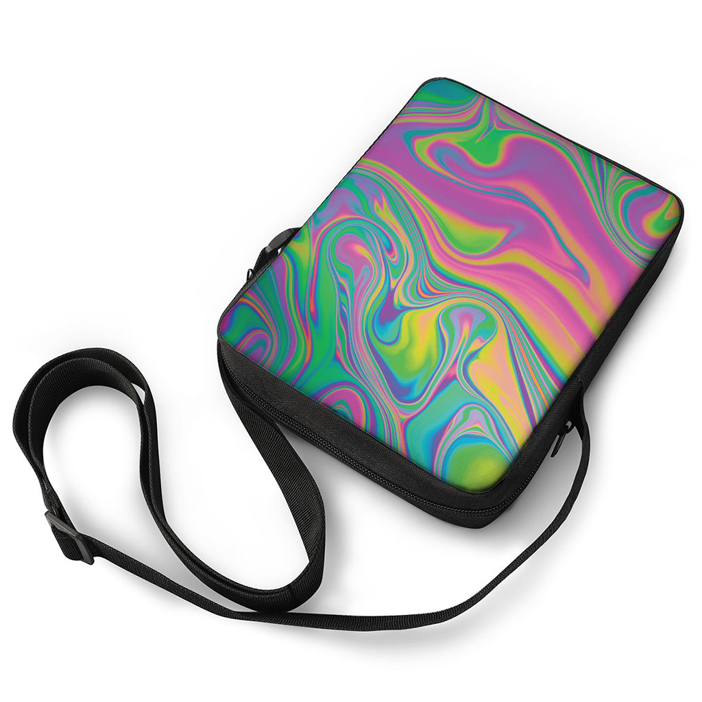 Psychedelic Soap Bubble Print Rectangular Crossbody Bag