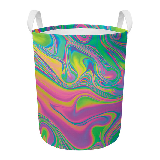 Psychedelic Soap Bubble Print Round Laundry Basket