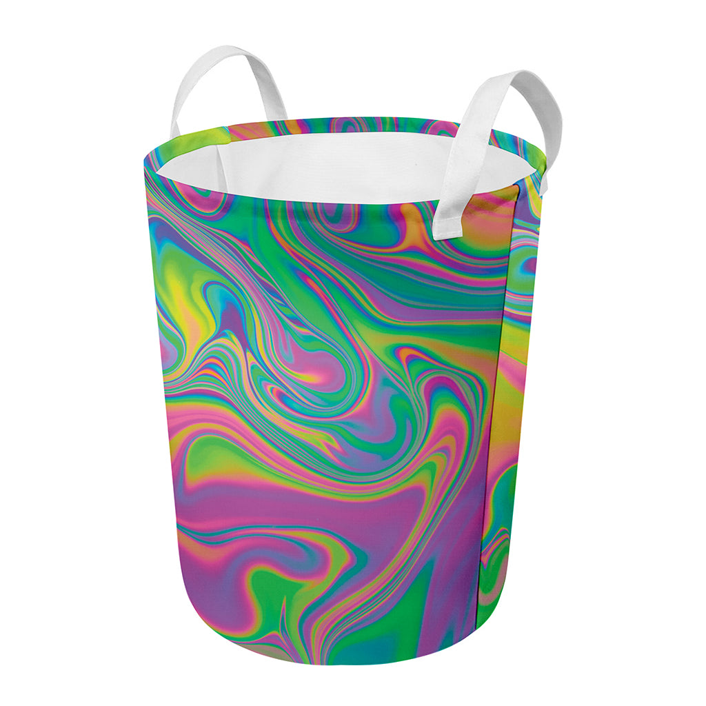 Psychedelic Soap Bubble Print Round Laundry Basket