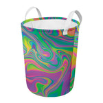 Psychedelic Soap Bubble Print Round Laundry Basket
