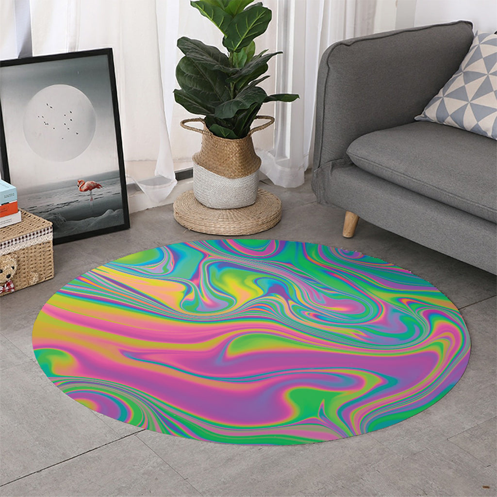 Psychedelic Soap Bubble Print Round Rug