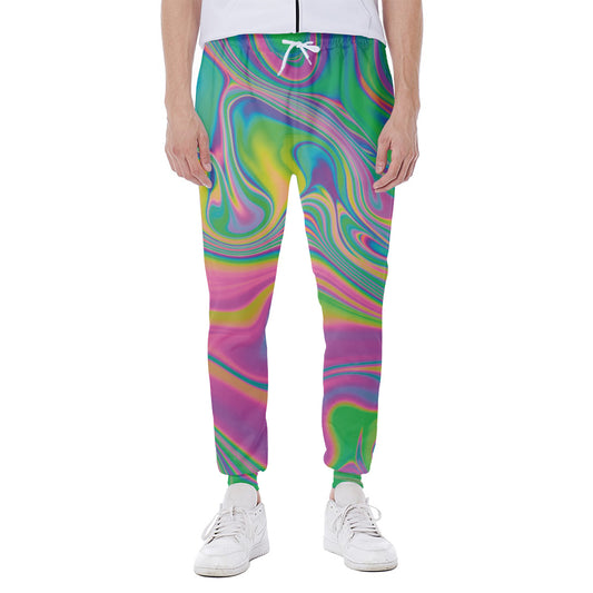 Psychedelic Soap Bubble Print Scuba Joggers