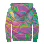 Psychedelic Soap Bubble Print Sherpa Lined Zip Up Hoodie