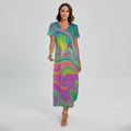 Psychedelic Soap Bubble Print Short Sleeve Maxi Dress