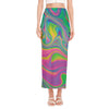 Psychedelic Soap Bubble Print Side Slit Maxi Skirt