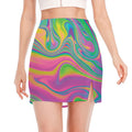 Psychedelic Soap Bubble Print Side Slit Mini Skirt