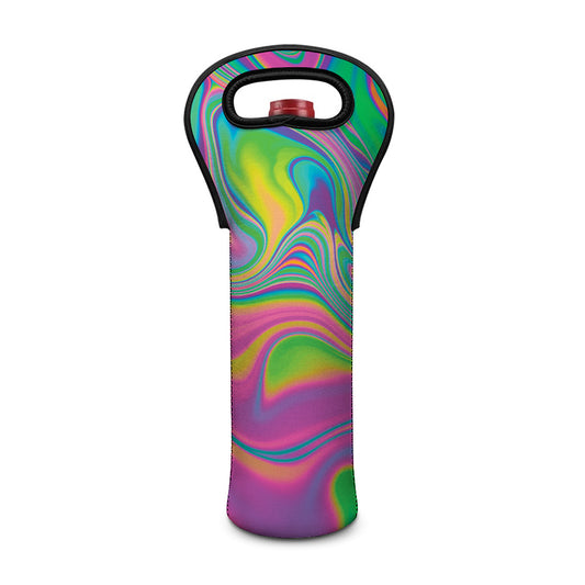 Psychedelic Soap Bubble Print Single Neoprene Wine Tote