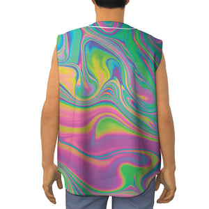 Psychedelic Soap Bubble Print Sleeveless Baseball Jersey