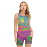 Psychedelic Soap Bubble Print Sleeveless One Piece Swimsuit