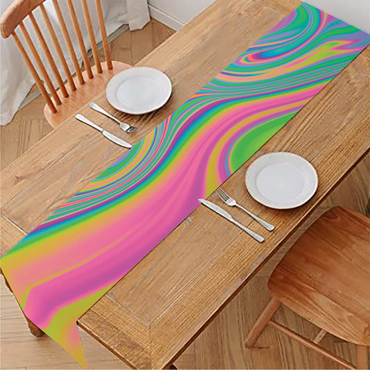 Psychedelic Soap Bubble Print Table Runner
