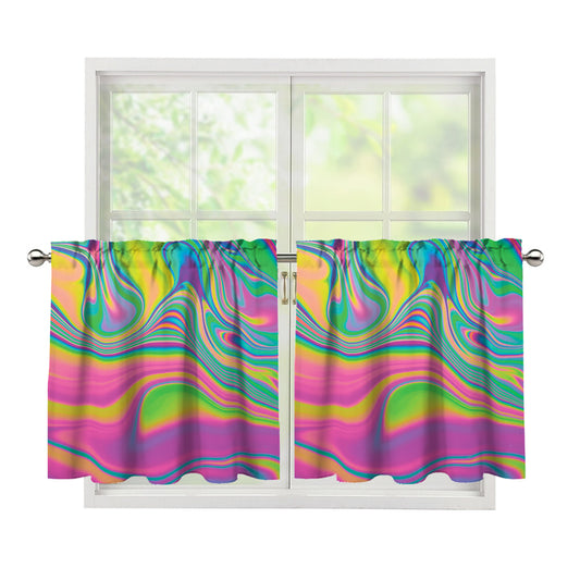 Psychedelic Soap Bubble Print Tier Curtains