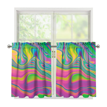 Psychedelic Soap Bubble Print Tier Curtains