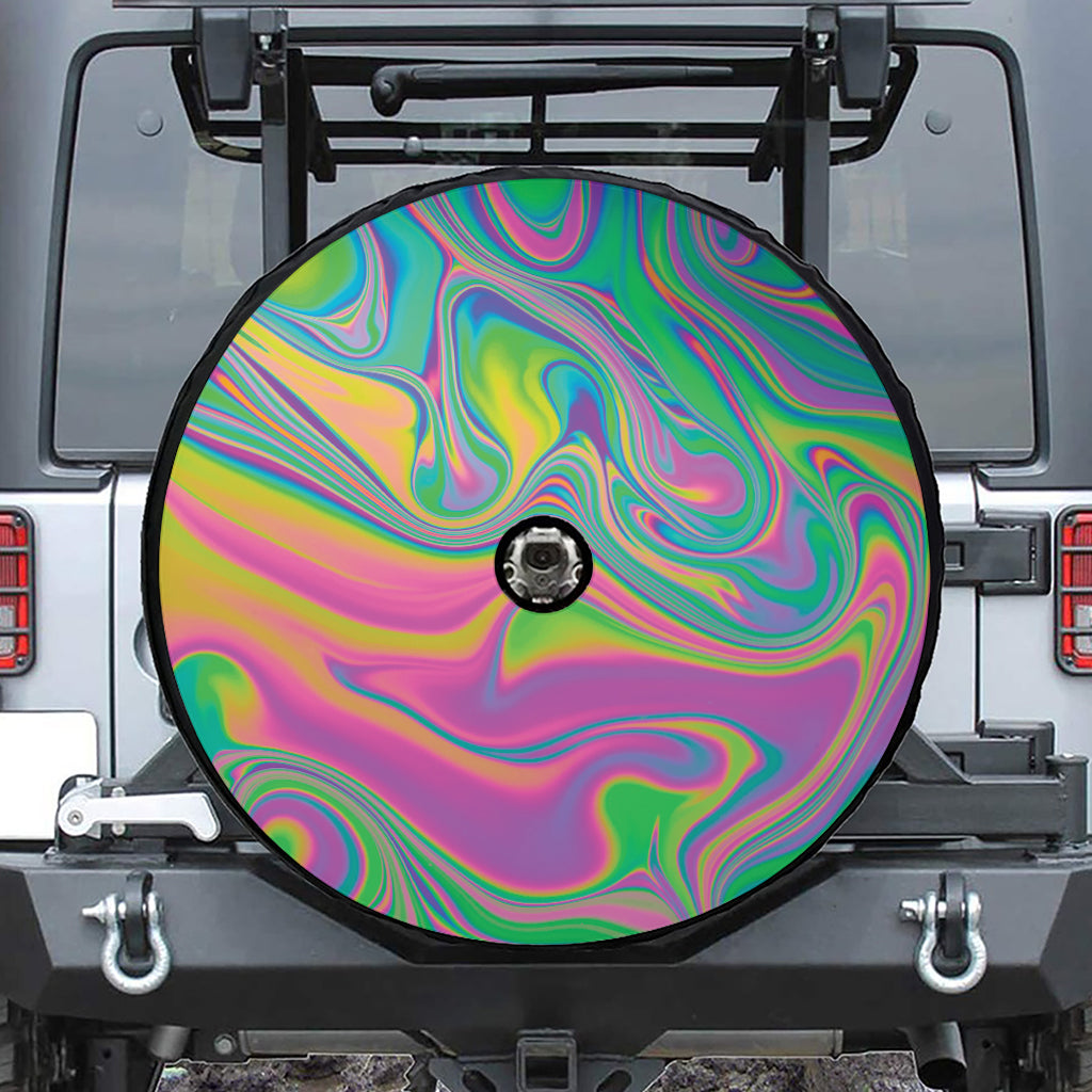 Psychedelic Soap Bubble Print Tire Cover With Camera Hole