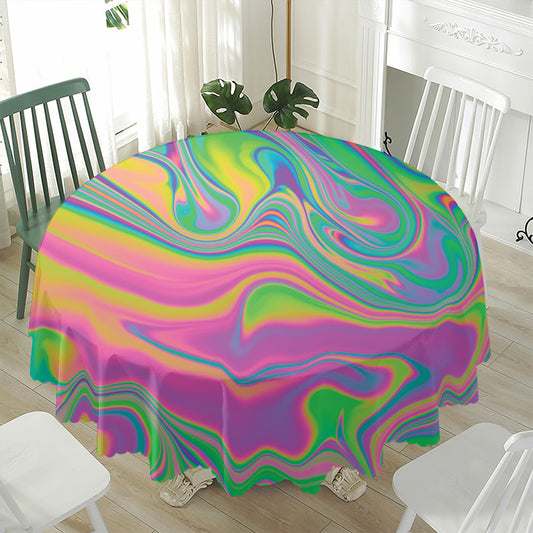 Psychedelic Soap Bubble Print Waterproof Round Tablecloth