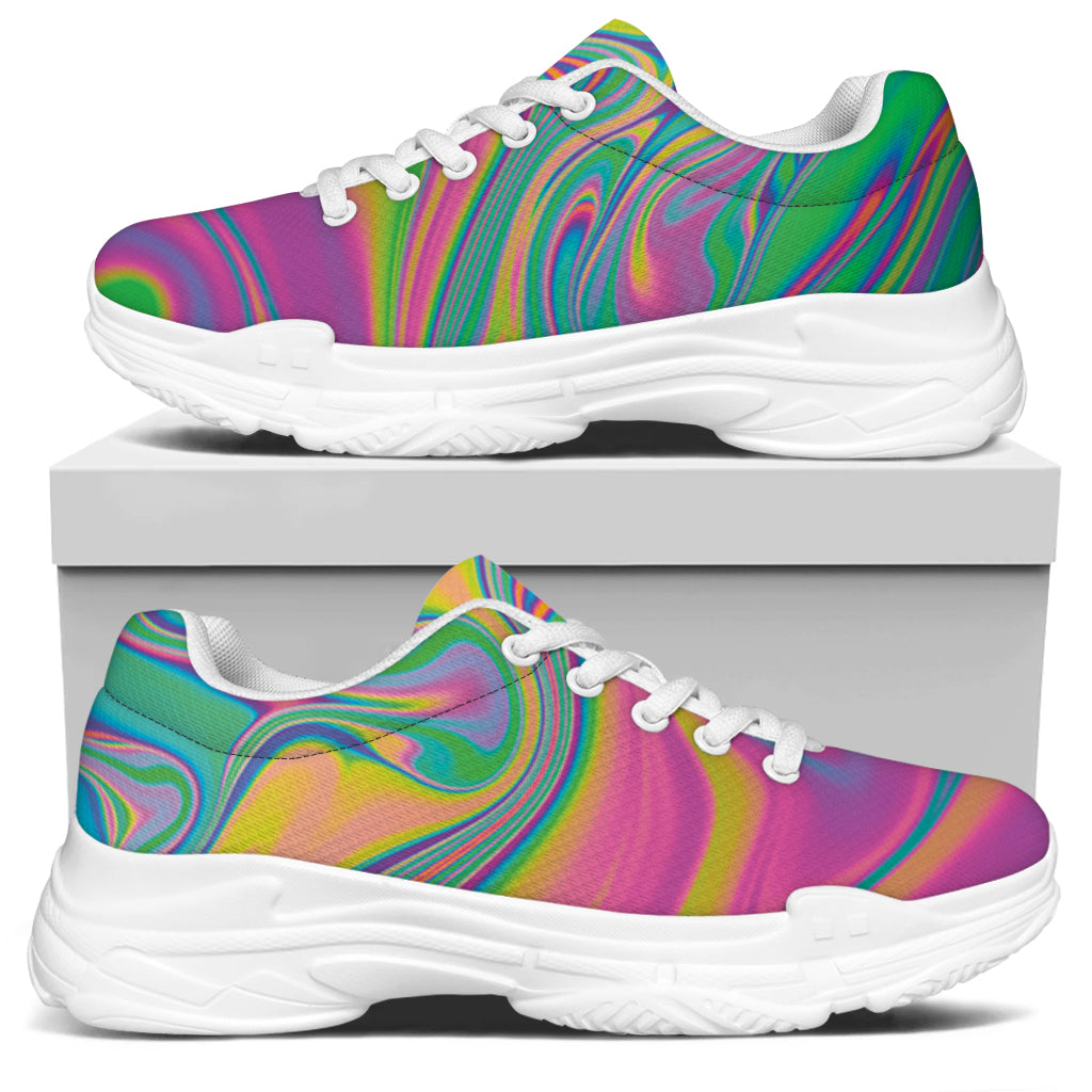 Psychedelic Soap Bubble Print White Chunky Shoes