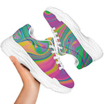 Psychedelic Soap Bubble Print White Chunky Shoes