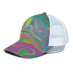 Psychedelic Soap Bubble Print White Mesh Trucker Cap