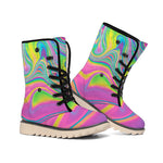 Psychedelic Soap Bubble Print Winter Boots