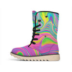 Psychedelic Soap Bubble Print Winter Boots