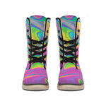Psychedelic Soap Bubble Print Winter Boots