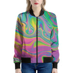 Psychedelic Soap Bubble Print Women's Bomber Jacket