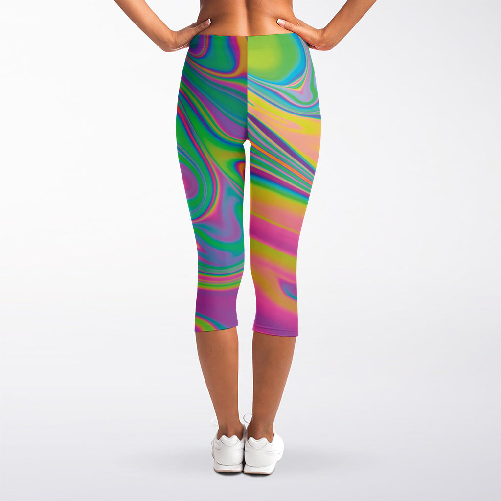 Psychedelic Soap Bubble Print Women's Capri Leggings