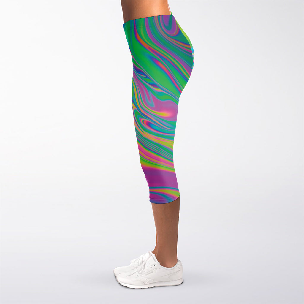 Psychedelic Soap Bubble Print Women's Capri Leggings