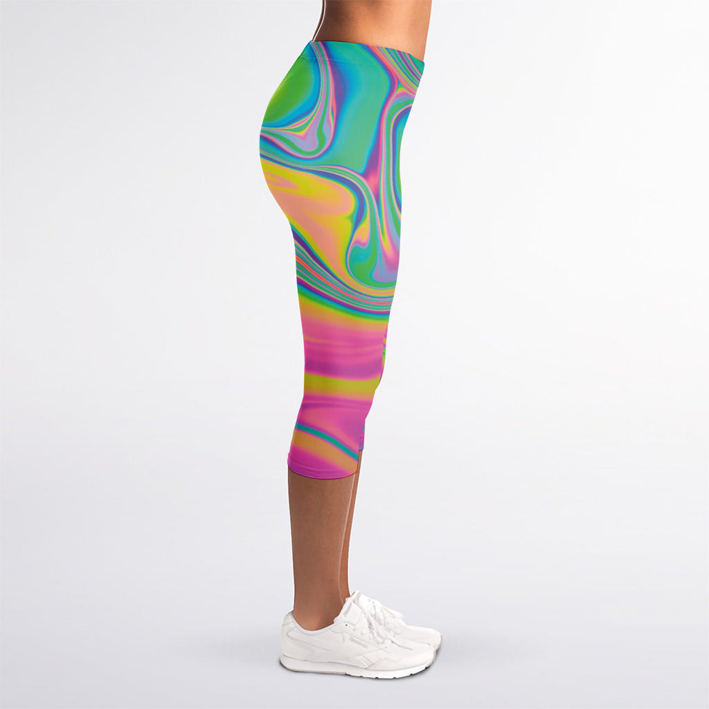 Psychedelic Soap Bubble Print Women's Capri Leggings