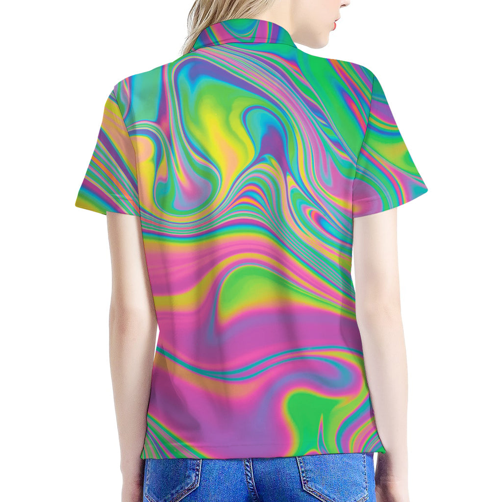 Psychedelic Soap Bubble Print Women's Polo Shirt