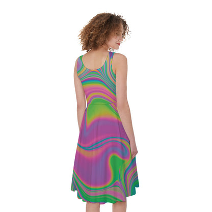 Psychedelic Soap Bubble Print Women's Sleeveless Dress