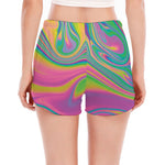 Psychedelic Soap Bubble Print Women's Split Running Shorts