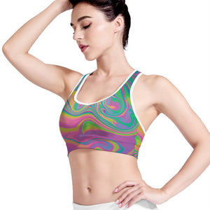 Psychedelic Soap Bubble Print Women's Sports Bra