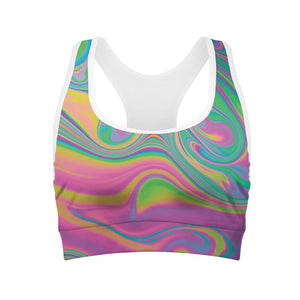 Psychedelic Soap Bubble Print Women's Sports Bra