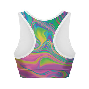 Psychedelic Soap Bubble Print Women's Sports Bra